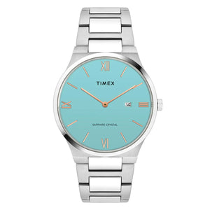 Timex Glossy Robin’s Egg Blue Stainless Steel Men's Watch - TWEG23604 - KRISHNA WATCH COMPANY