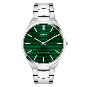 Timex Green Textured Dial Stainless Steel Bracelet Men's Watch - TWEG25800 - KRISHNA WATCH COMPANY