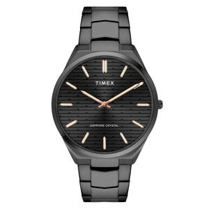 Timex Black Textured Dial Stainless Steel Bracelet Men's Watch - TWEG25803 - KRISHNA WATCH COMPANY