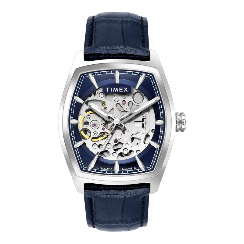 Timex Automatic Blue Tonneau Dial Croco Strap Men's Watch - TWEG25900