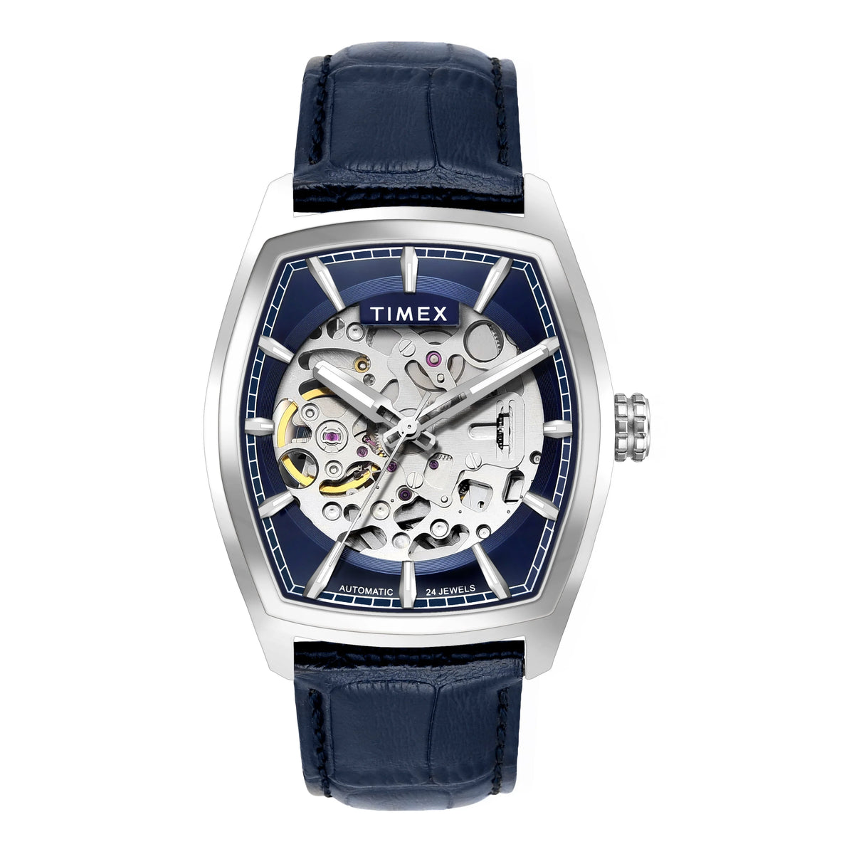 Timex Automatic Blue Tonneau Dial Croco Strap Men's Watch - TWEG25900