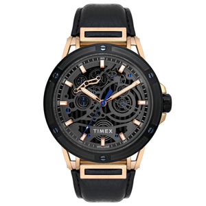 Timex Men's Premium Black Skeletal Dial Analog Watch -TWEG27801 - KRISHNA WATCH COMPANY