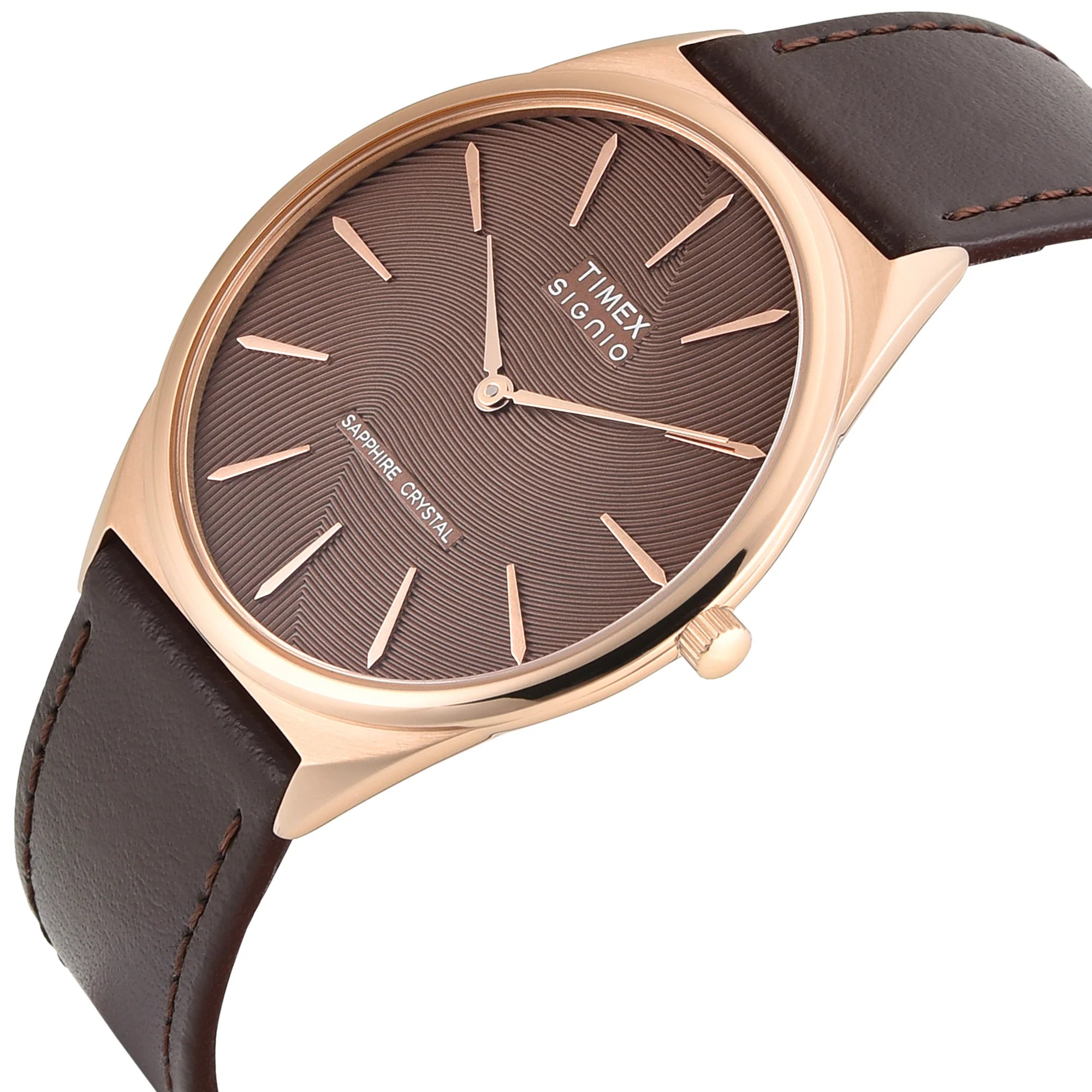Timex Signio Brown Leather Slim Mens Watch TWEG34200