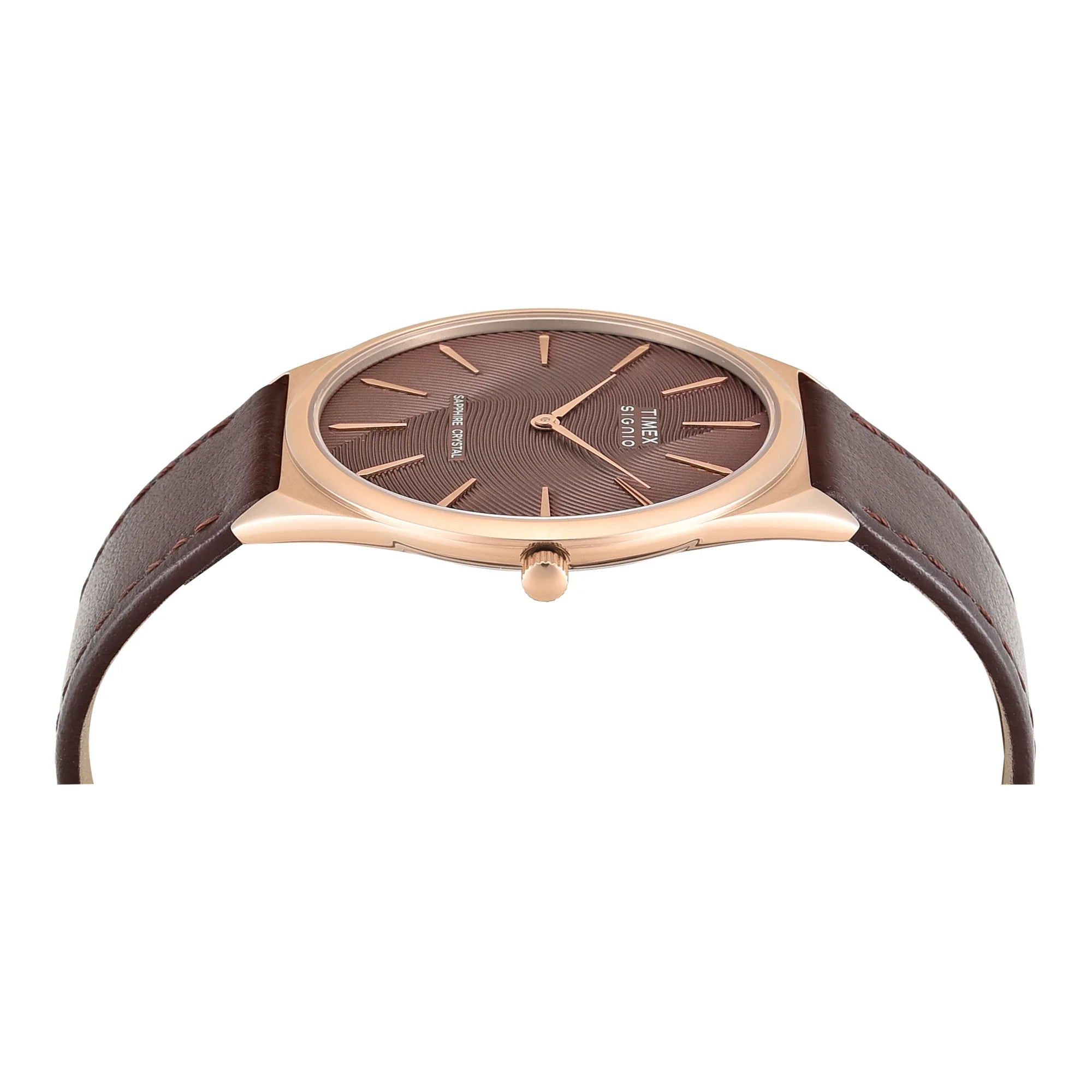 Timex Signio Brown Leather Slim Mens Watch TWEG34200