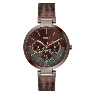 Timex Women Brown Round Dial Analog Watch - TWEL14507 - KRISHNA WATCH COMPANY