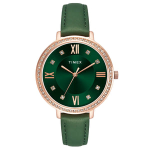 Timex Women Green Round Dial Analog Watch - TWEL14713 - KRISHNA WATCH COMPANY