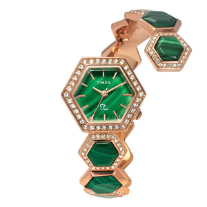 Timex Fria Women Green Hexagon Dial Analog Watch - TWEL17901 - KRISHNA WATCH COMPANY