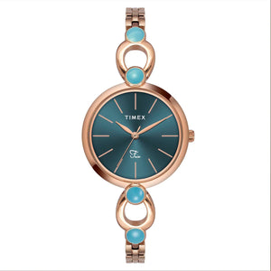 Timex Fria Women Teal Round Dial Analog Watch - TWEL18106 - KRISHNA WATCH COMPANY