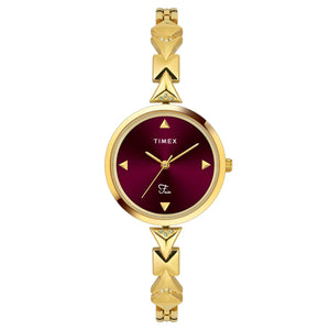 Timex Fria Women Burgundy Round Dial Analog Watch - TWEL18304 - KRISHNA WATCH COMPANY