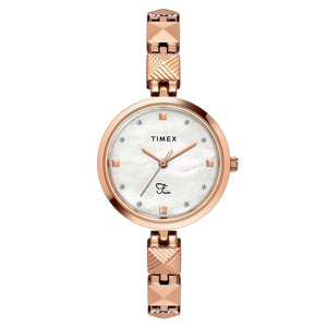 TIMEX Fria Women Mother of Pearl White Round Dial Analog Watch - TWEL18309 - KRISHNA WATCH COMPANY