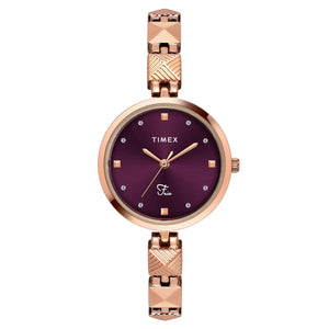 TIMEX Fria Women Burgundy Round Dial Analog Watch - TWEL18310 - KRISHNA WATCH COMPANY
