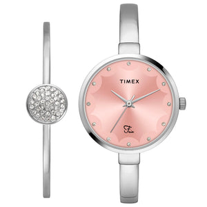 Timex Fria Women Pink Round Dial Analog Watch with Bracelet- TWEL18500 - KRISHNA WATCH COMPANY