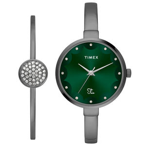 Timex Fria Women Green Round Dial Analog Watch with Bracelet - TWEL18503 - KRISHNA WATCH COMPANY