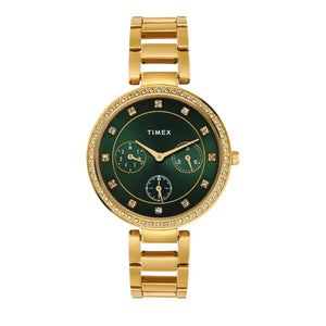 Timex Cosmic Awe Women Multifunction Round Dial Green Watch - TWEL18700 - KRISHNA WATCH COMPANY