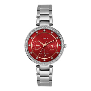Timex Cosmic Stars Minimal Deep Red Dial Women's Watch TWEL18704 - KRISHNA WATCH COMPANY