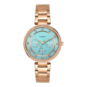 Timex Cosmic Stars Minimal Aqua Blue Dial Women's Watch TWEL18705 - KRISHNA WATCH COMPANY