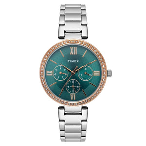 TIMEX Women Teal Round Dial Analog Watch - TWEL18706 - KRISHNA WATCH COMPANY