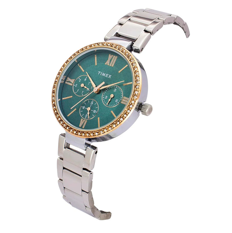 TIMEX Women Teal Round Dial Analog Watch - TWEL18706 - KRISHNA WATCH COMPANY