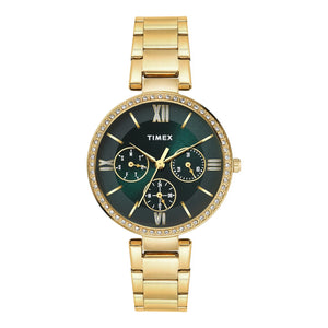 Timex Glitterati Green Dial with Roman Numbers Women's Astrological Watch - TWEL18708 - KRISHNA WATCH COMPANY