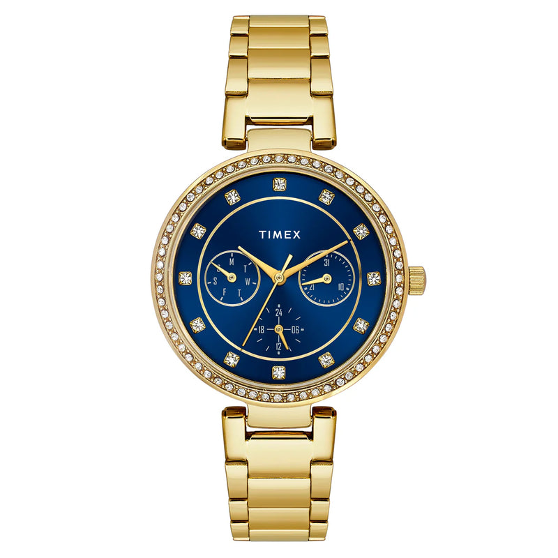TIMEX Blue Round Dial Analog Women's Watch - TWEL18709 - KRISHNA WATCH COMPANY