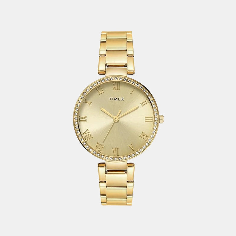 TIMEX Champagne Round Dial Analog Women's Watch - TWEL18712