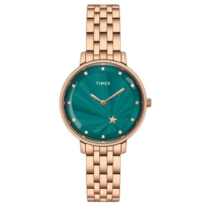 Timex Cosmic Awe Women 2 Hands Round Dial Green Watch - TWEL19103 - KRISHNA WATCH COMPANY