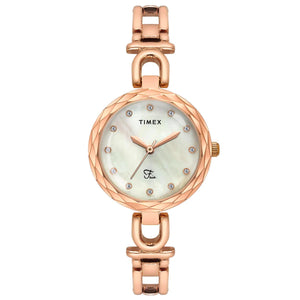 TIMEX Fria Women Mother of Pearl White Round Dial Analog Watch - TWEL19902 - KRISHNA WATCH COMPANY