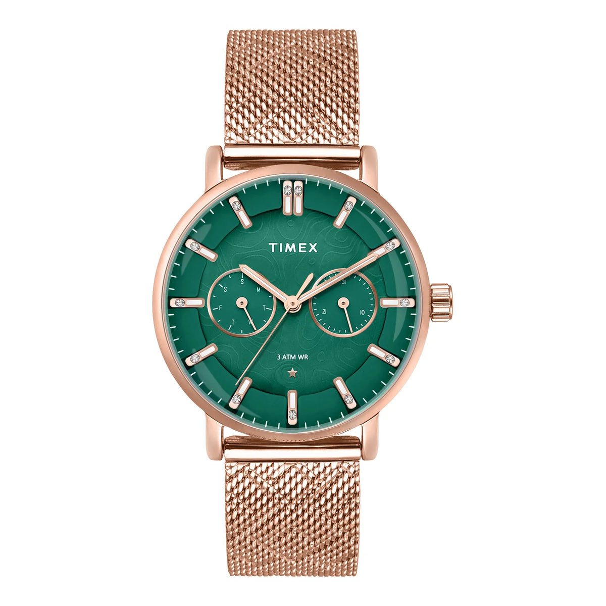 Timex Cosmic Typography Emerald Green Dial Women's Watch - TWEL20302