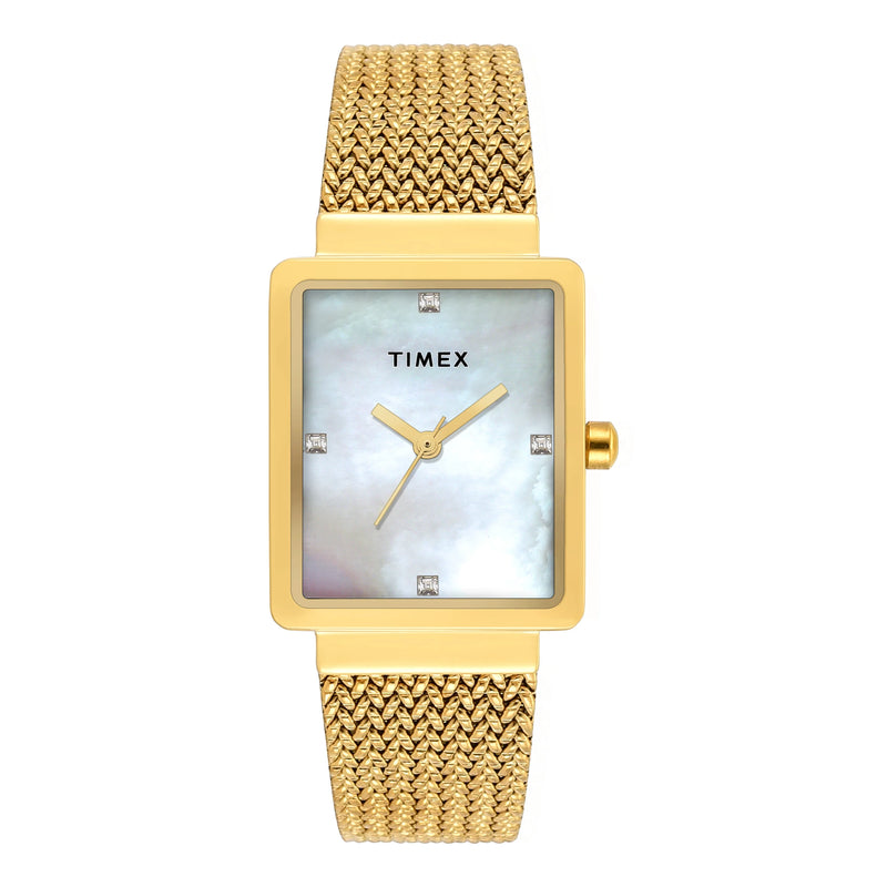 TIMEX Women Mother of Pearl Rectangle Dial Analog Watch - TWEL20703