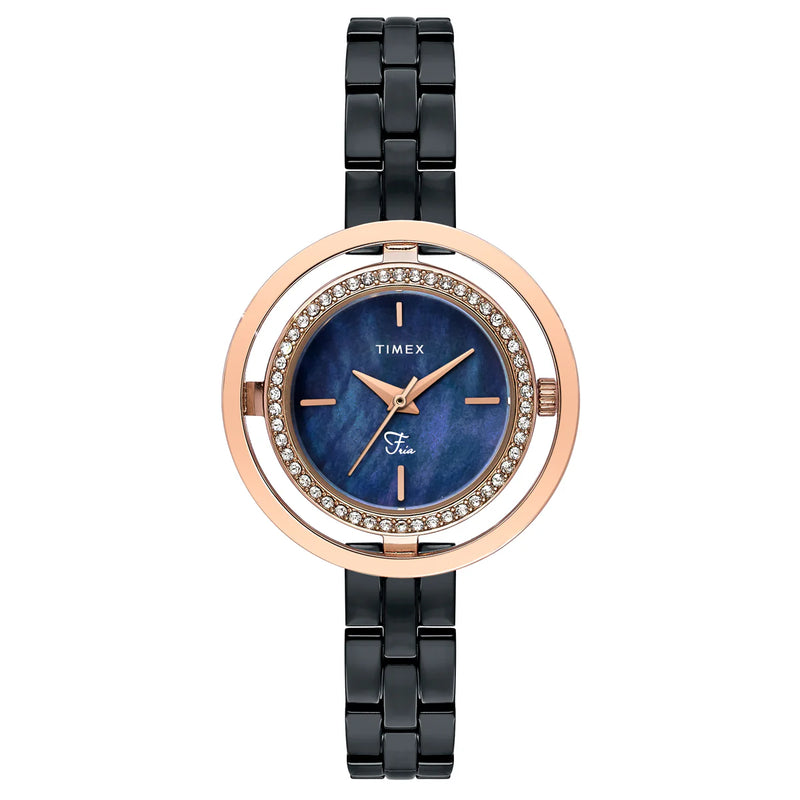 TIMEX Fria Black Round Dial Analog Women's Watch - TWEL24303