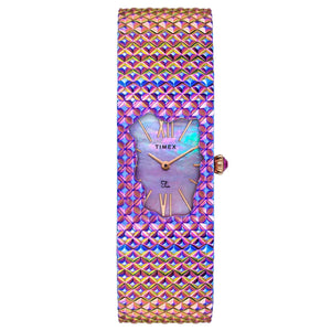 TIMEX Fria Women Mother of Pearl Purple Rectangle Dial Analog Watch - TWEL77704 - KRISHNA WATCH COMPANY