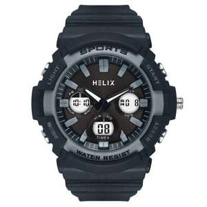 Helix By Timex Grey Round Ana Digi Resin Watch Men -TWESK4500T - KRISHNA WATCH COMPANY
