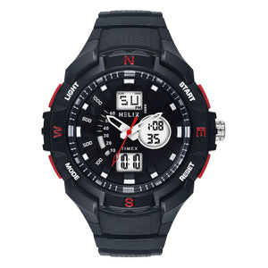 Helix Men Black Round Dial Quartz Analog-Digital Watch - TWESK4601T - KRISHNA WATCH COMPANY