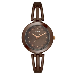 Timex Women Brown Round Analog Brass Dial Watch- TWTL10313 - KRISHNA WATCH COMPANY