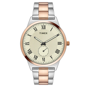Timex Men Beige Round Analog Brass Dial Watch- TWTG10008 - KRISHNA WATCH COMPANY
