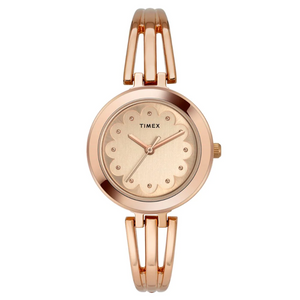 Timex Women Rose Gold Round Analog Brass Dial Watch- TWTL10312 - KRISHNA WATCH COMPANY