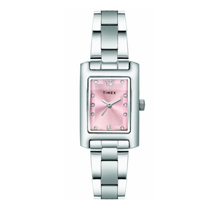 TIMEX CLASSICS WOMEN'S PINK DIAL RECTANGLE CASE 3 HANDS FUNCTION WATCH -TWTL10601 - KRISHNA WATCH COMPANY