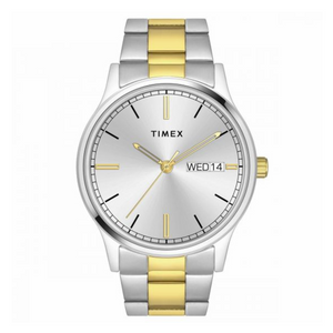 TIMEX CLASSICS COLLECTION PREMIUM QUALITY MEN'S ANALOG SILVER DIAL COLOURED QUARTZ WATCH, ROUND DIAL WITH 42MM CASE WIDTH - TW0TG8314 - KRISHNA WATCH COMPANY