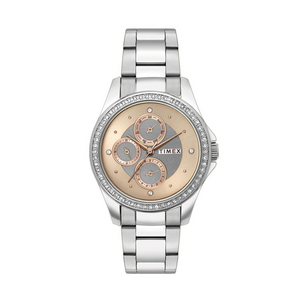 TIMEX E CLASS WOMEN'S ROSE GOLD DIAL ROUND CASE MULTIFUNCTION FUNCTION WATCH -TWEL13000 - KRISHNA WATCH COMPANY