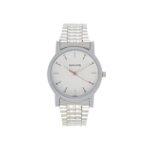 White Dial Silver Stainless Steel Strap Watch NP7987SM03W - KRISHNA WATCH COMPANY