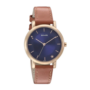 Play With Blue Dial Leather Strap Watch 8164WL01 - KRISHNA WATCH COMPANY
