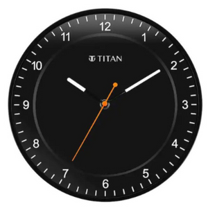 Titan Contemporary Black Wall Clock with Domed Glass and Silent Sweep - W0010PA03 - KRISHNA WATCH COMPANY
