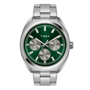 TIMEX E-CLASS PREMIUM-SPORT COLLECTION MULTIFUNCTION MEN ANALOG GREEN DIAL COLOURED QUARTZ WATCH, ROUND DIAL WITH 42 MM CASE WIDTH - TWEG22300 - KRISHNA WATCH COMPANY
