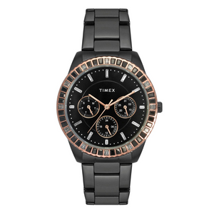 TIMEX E-CLASS PREMIUM-SPORT COLLECTION MULTIFUNCTION WOMEN ANALOG BLACK DIAL COLOURED QUARTZ WATCH, ROUND DIAL WITH 36 MM CASE WIDTH - TWEL16803 - KRISHNA WATCH COMPANY