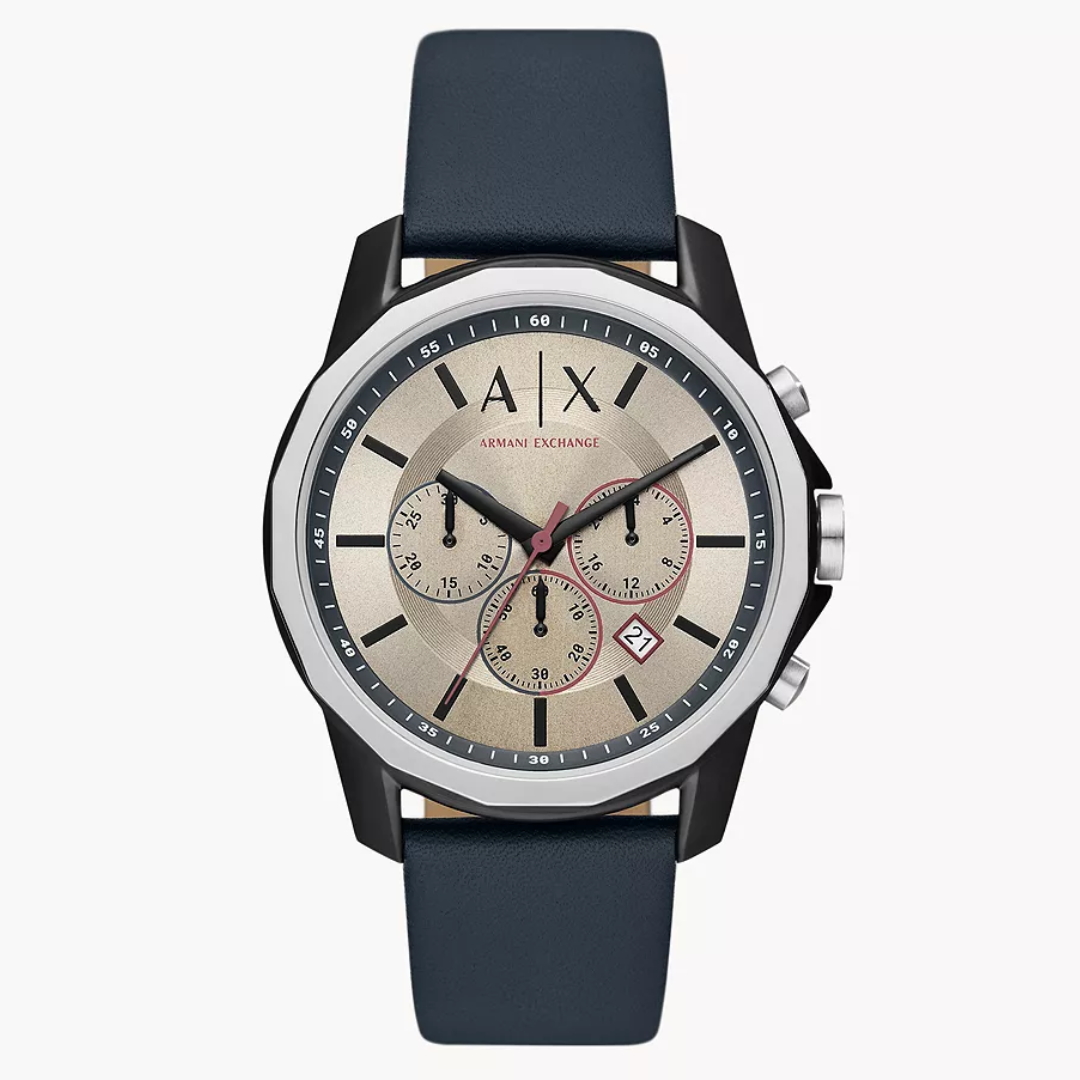 Armani Exchange Chronograph Blue Leather Watch AX1744 - KRISHNA WATCH COMPANY