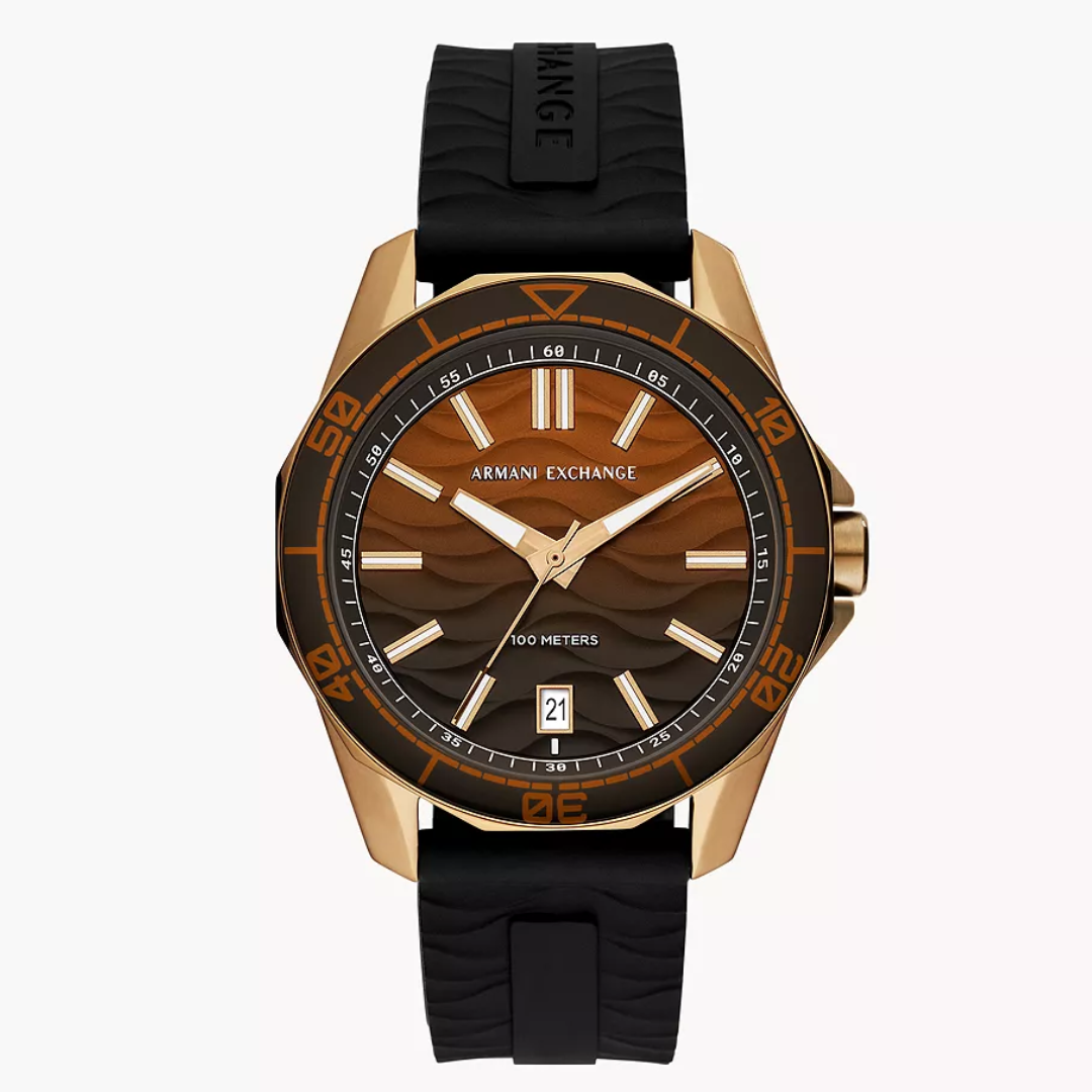 Armani Exchange Three-Hand Date Black Silicone Watch AX1954 - KRISHNA WATCH COMPANY