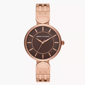 Armani Exchange Three-Hand Rose Gold-Tone Stainless Steel Watch AX5384 - KRISHNA WATCH COMPANY
