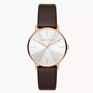Armani Exchange Three-Hand Brown Leather Watch AX5592 - KRISHNA WATCH COMPANY