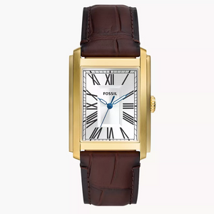 FOSSIL Carraway Three-Hand Brown Croco Leather Watch FS6011 - KRISHNA WATCH COMPANY