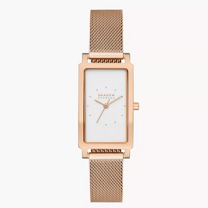 Hagen Three-Hand Rose Gold Stainless Steel Mesh Tank Watch SKW3095 - KRISHNA WATCH COMPANY